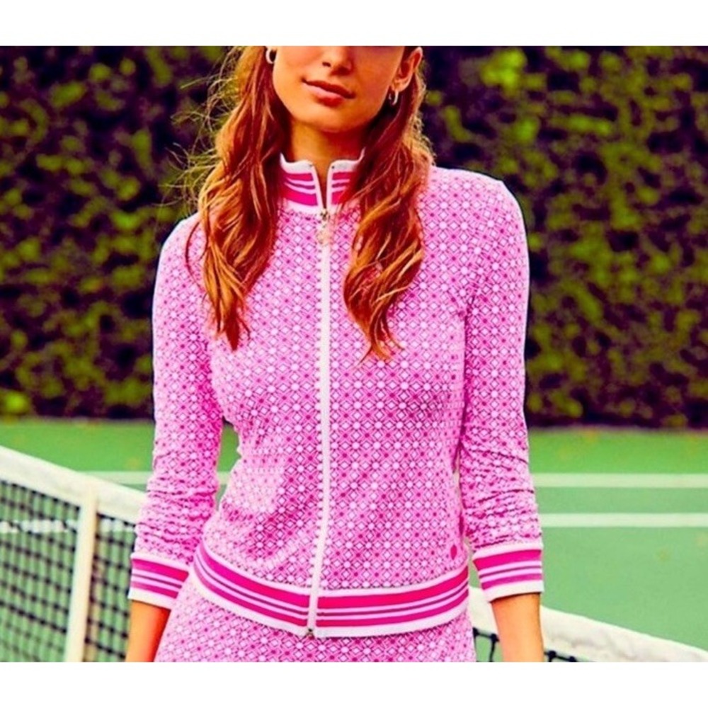 NWT Lilly Pulitzer Luxletic Regate Jacket Passion Fruit Pink Butterfly Large